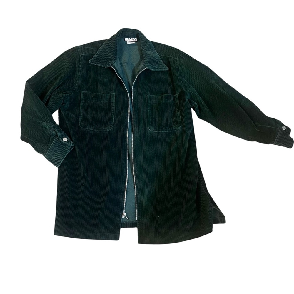 Vintage 90s Cenza Corduroy Chore Jacket / Shacket | Forest Green Zip Men’s Med